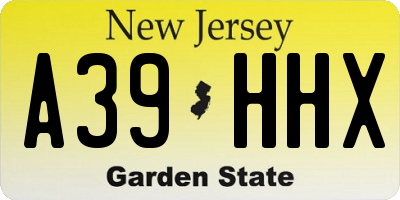 NJ license plate A39HHX