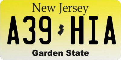 NJ license plate A39HIA