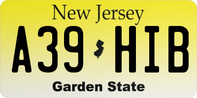NJ license plate A39HIB