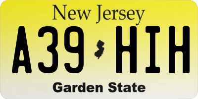 NJ license plate A39HIH
