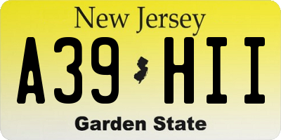 NJ license plate A39HII