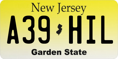 NJ license plate A39HIL