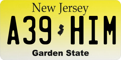 NJ license plate A39HIM