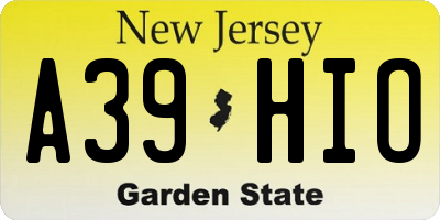 NJ license plate A39HIO