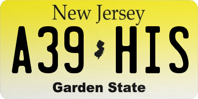 NJ license plate A39HIS