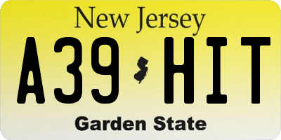 NJ license plate A39HIT