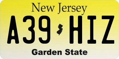 NJ license plate A39HIZ
