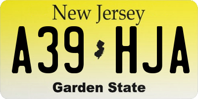 NJ license plate A39HJA