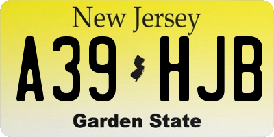 NJ license plate A39HJB