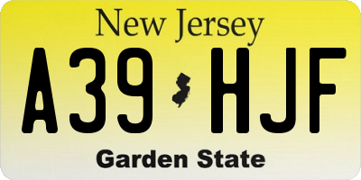 NJ license plate A39HJF