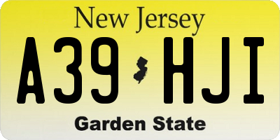 NJ license plate A39HJI