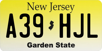 NJ license plate A39HJL