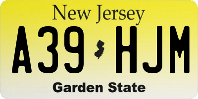 NJ license plate A39HJM