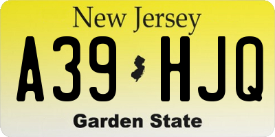 NJ license plate A39HJQ