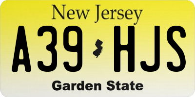 NJ license plate A39HJS