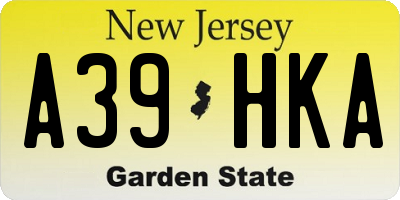 NJ license plate A39HKA