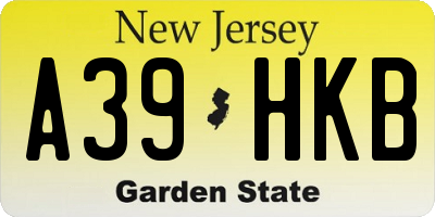 NJ license plate A39HKB