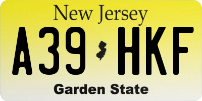 NJ license plate A39HKF