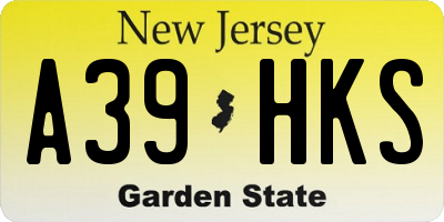 NJ license plate A39HKS
