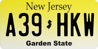 NJ license plate A39HKW