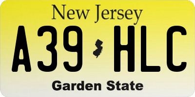 NJ license plate A39HLC