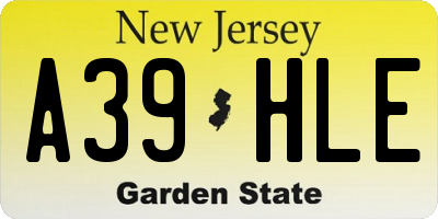 NJ license plate A39HLE