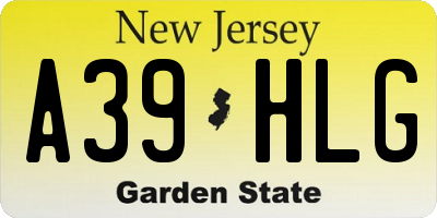 NJ license plate A39HLG