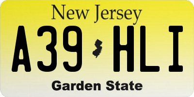 NJ license plate A39HLI