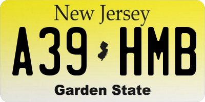 NJ license plate A39HMB