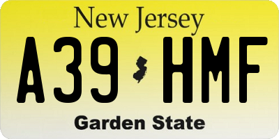 NJ license plate A39HMF