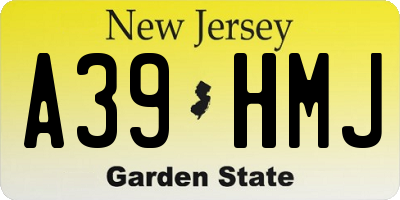 NJ license plate A39HMJ