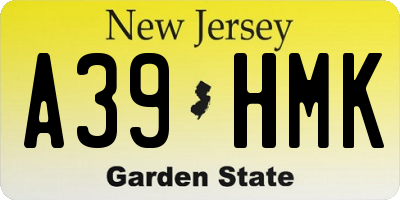 NJ license plate A39HMK