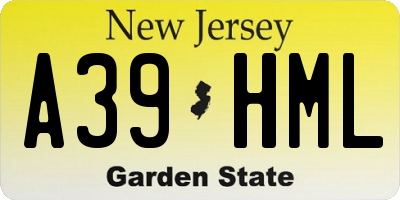 NJ license plate A39HML