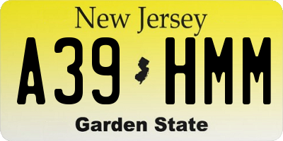 NJ license plate A39HMM