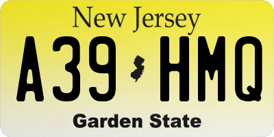 NJ license plate A39HMQ
