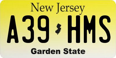 NJ license plate A39HMS