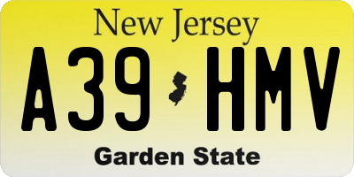 NJ license plate A39HMV