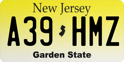 NJ license plate A39HMZ