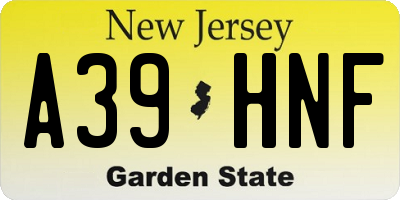 NJ license plate A39HNF