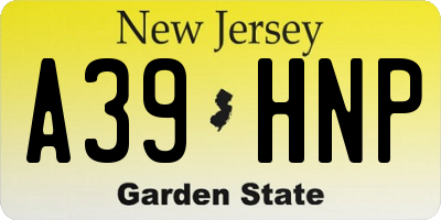 NJ license plate A39HNP