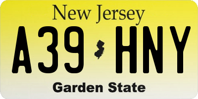 NJ license plate A39HNY