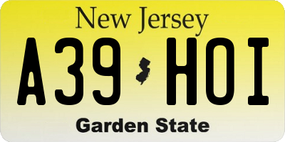 NJ license plate A39HOI