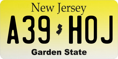 NJ license plate A39HOJ