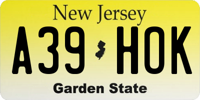 NJ license plate A39HOK