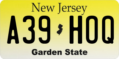 NJ license plate A39HOQ