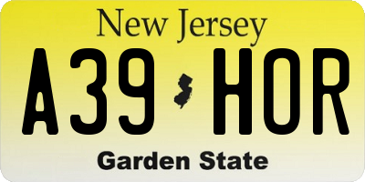 NJ license plate A39HOR