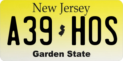NJ license plate A39HOS