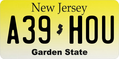 NJ license plate A39HOU
