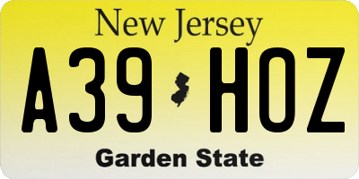 NJ license plate A39HOZ