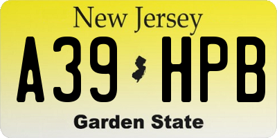 NJ license plate A39HPB